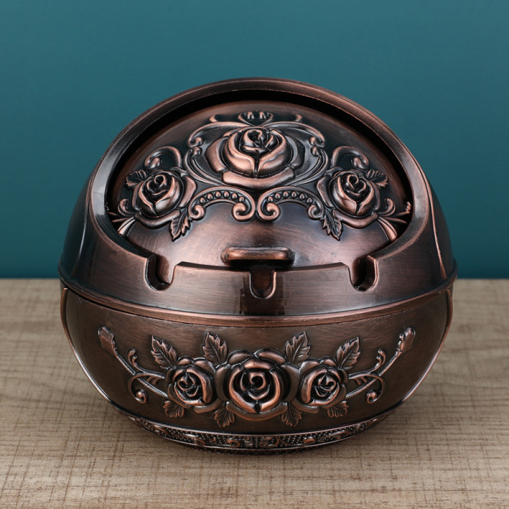 Retro Metal Ashtray With Lid D - Office Table Accessories Unique review and price